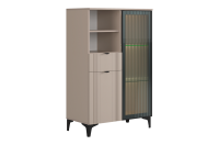 Комод 2 Рич со стеклом кашемир/фрапучино матовый/черный