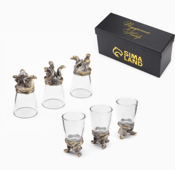 Стопки для водки "Змеи", набор на 3 перс, стопка 30 мл