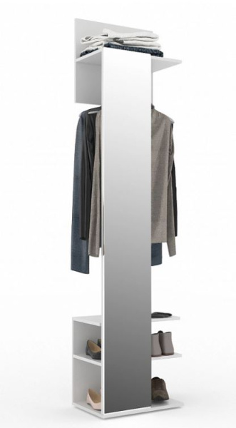 Вешалка Омега с зеркалом Белый