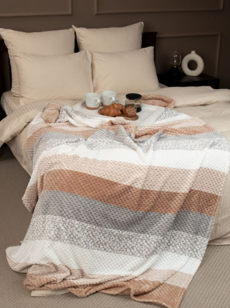 Плед Texrepublic фланель жаккард печ Беж размер 150*200