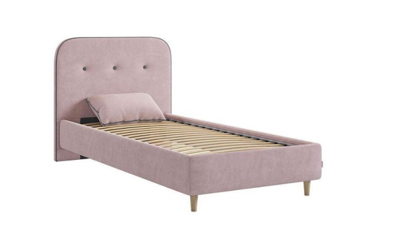 Кровать с основанием Лео 90х200 см нежно-розовый/графит