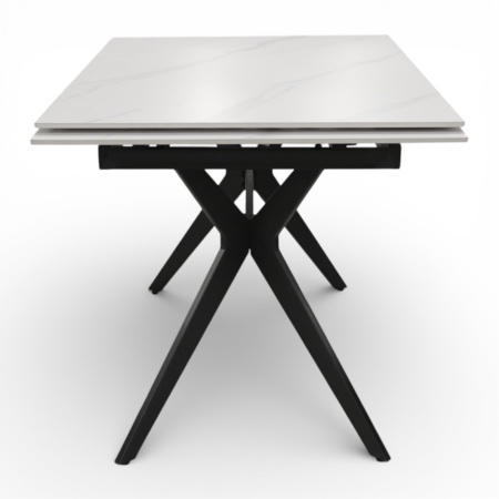 Стол  DTM 0412 CS, 120+30+30*80*76,Керамика цвет мрамор белый Y15, ножки черные
