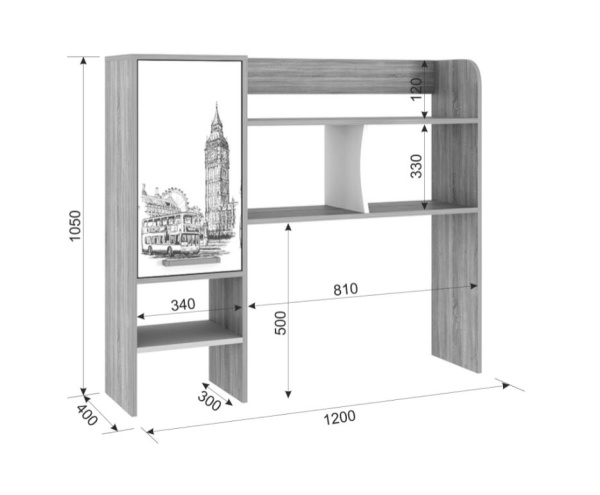 Лайт-1 Надстройка стола компьютерного 1200