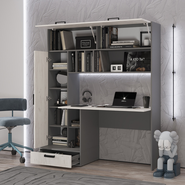 Стол письменный "Техно" Графит/дуб крафт белый 