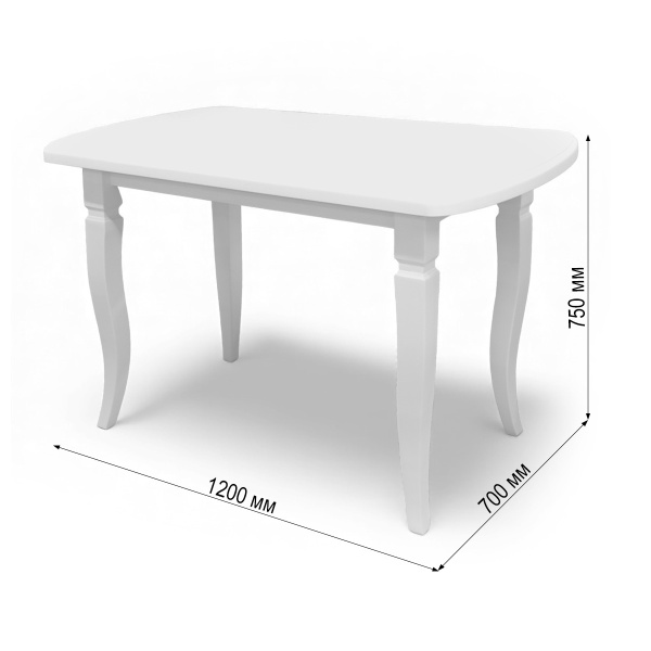 Стол СК 120*70*75,полуовал /белая эмаль/Ножка №5 