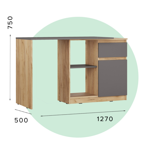 СИТИ Стол письменный СП-21 /Серый графит/ дуб Крафт Зол