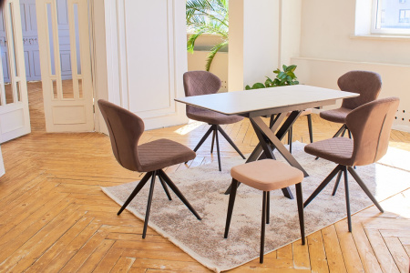 Стол Касабланка-1С PVC  WHITE MARBLE/черный