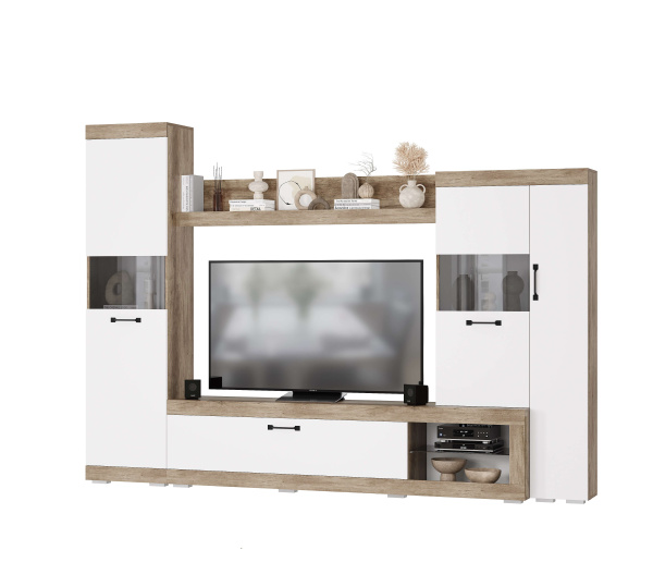 Гостиная Тесла ГС-01 дуб каньон/белый