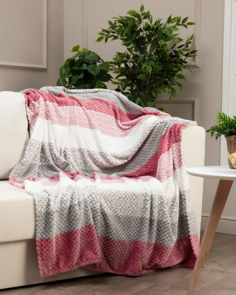 Плед Texrepublic фланель жаккард печ Розовый 200*220 см