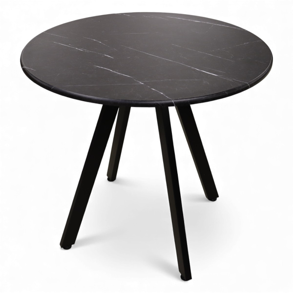 Стол Эйдан-80, D800, ПВХ Мрамор черный+опора Z 04 (ЧЕРНЫЙ)