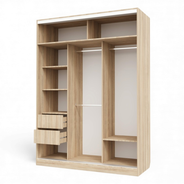 Шкаф-купе БН-61  2дв с ящ. 1600х600х2200 Дуб сонома/хром