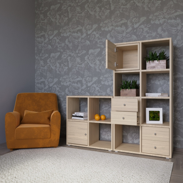 КОРИНН  Стеллаж 2 х 2 ячейки / Дуб сонома 