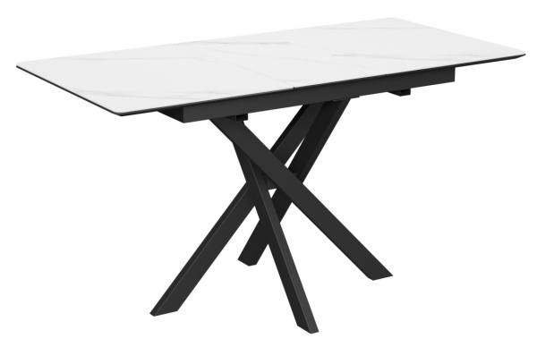 Стол Касабланка-1С PVC  WHITE MARBLE/черный